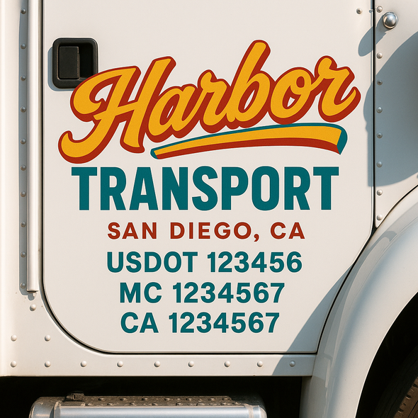 Custom Designed USDOT (DOT) Truck Door Lettering Decal Signs | Graphic Designed USDOT Lettering For Semi-Trucks, Work Trucks & Box Trucks | Add Your Trucking Name, USDOT, MC, CA, KYU, GVW & VIN (2-Pack)