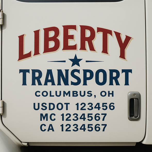 Custom Designed USDOT (DOT) Truck Door Lettering Decal Signs | Graphic Designed USDOT Lettering For Semi-Trucks, Work Trucks & Box Trucks | Add Your Trucking Name, USDOT, MC, CA, KYU, GVW & VIN (2-Pack)