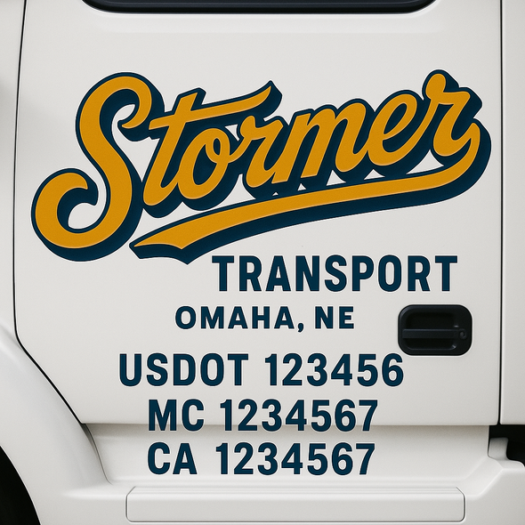 Custom Designed USDOT (DOT) Truck Door Lettering Decal Signs | Graphic Designed USDOT Lettering For Semi-Trucks, Work Trucks & Box Trucks | Add Your Trucking Name, USDOT, MC, CA, KYU, GVW & VIN (2-Pack)