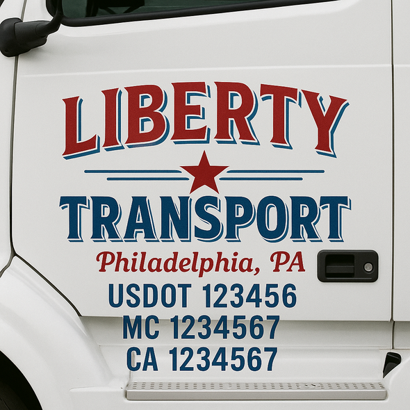 Custom Designed USDOT (DOT) Truck Door Lettering Decal Signs | Graphic Designed USDOT Lettering For Semi-Trucks, Work Trucks & Box Trucks | Add Your Trucking Name, USDOT, MC, CA, KYU, GVW & VIN (2-Pack)