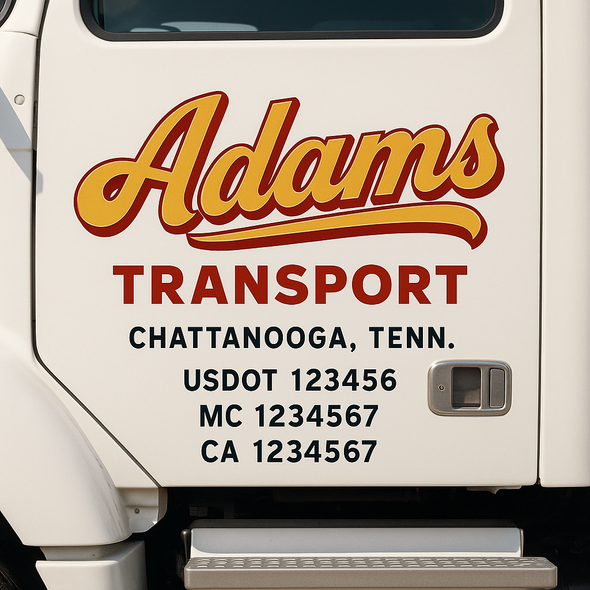 Custom Designed USDOT (DOT) Truck Door Lettering Decal Signs | Graphic Designed USDOT Lettering For Semi-Trucks, Work Trucks & Box Trucks | Add Your Trucking Name, USDOT, MC, CA, KYU, GVW & VIN (2-Pack)