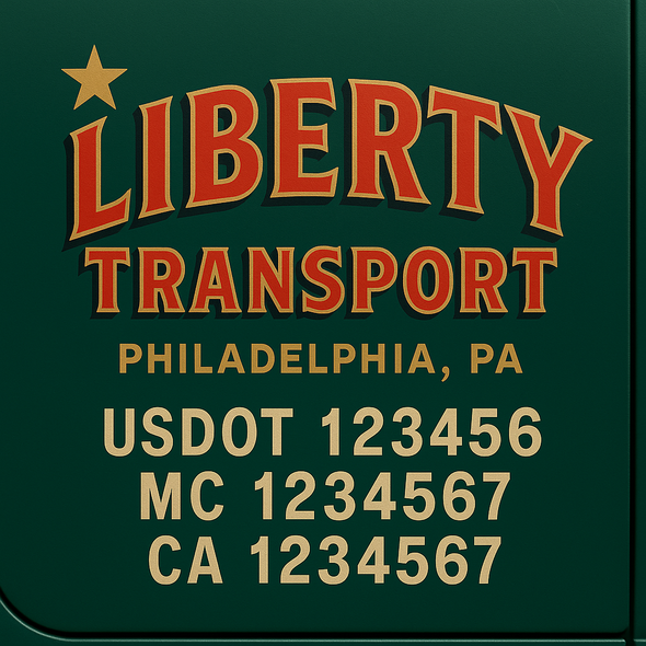 Custom Designed USDOT (DOT) Truck Door Lettering Decal Signs | Graphic Designed USDOT Lettering For Semi-Trucks, Work Trucks & Box Trucks | Add Your Trucking Name, USDOT, MC, CA, KYU, GVW & VIN (2-Pack)