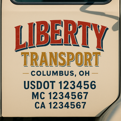 Custom Designed USDOT (DOT) Truck Door Lettering Decal Signs | Graphic Designed USDOT Lettering For Semi-Trucks, Work Trucks & Box Trucks | Add Your Trucking Name, USDOT, MC, CA, KYU, GVW & VIN (2-Pack)
