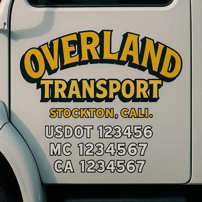 Custom Designed USDOT (DOT) Truck Door Lettering Decal Signs | Graphic Designed USDOT Lettering For Semi-Trucks, Work Trucks & Box Trucks | Add Your Trucking Name, USDOT, MC, CA, KYU, GVW & VIN (2-Pack)