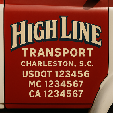 Custom Designed USDOT (DOT) Truck Door Lettering Decal Signs | Graphic Designed USDOT Lettering For Semi-Trucks, Work Trucks & Box Trucks | Add Your Trucking Name, USDOT, MC, CA, KYU, GVW & VIN (2-Pack)