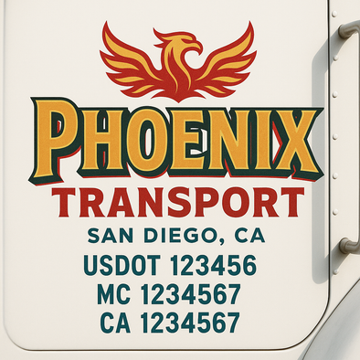 Custom Designed USDOT (DOT) Truck Door Lettering Decal Signs | Graphic Designed USDOT Lettering For Semi-Trucks, Work Trucks & Box Trucks | Add Your Trucking Name, USDOT, MC, CA, KYU, GVW & VIN (2-Pack)