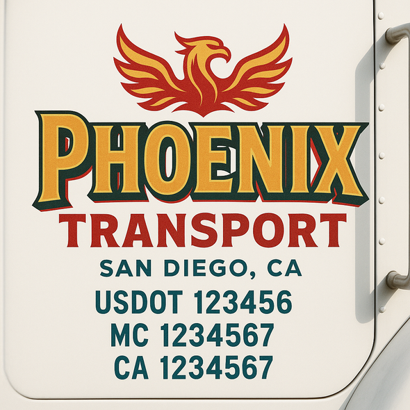 Custom Designed USDOT (DOT) Truck Door Lettering Decal Signs | Graphic Designed USDOT Lettering For Semi-Trucks, Work Trucks & Box Trucks | Add Your Trucking Name, USDOT, MC, CA, KYU, GVW & VIN (2-Pack)