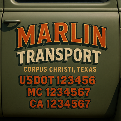 Custom Designed USDOT (DOT) Truck Door Lettering Decal Signs | Graphic Designed USDOT Lettering For Semi-Trucks, Work Trucks & Box Trucks | Add Your Trucking Name, USDOT, MC, CA, KYU, GVW & VIN (2-Pack)