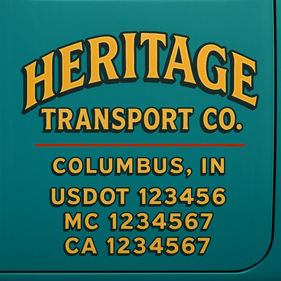 Custom Designed USDOT (DOT) Truck Door Lettering Decal Signs | Graphic Designed USDOT Lettering For Semi-Trucks, Work Trucks & Box Trucks | Add Your Trucking Name, USDOT, MC, CA, KYU, GVW & VIN (2-Pack)
