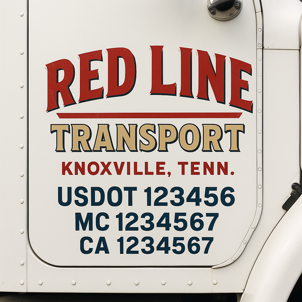 Custom Designed USDOT (DOT) Truck Door Lettering Decal Signs | Graphic Designed USDOT Lettering For Semi-Trucks, Work Trucks & Box Trucks | Add Your Trucking Name, USDOT, MC, CA, KYU, GVW & VIN (2-Pack)
