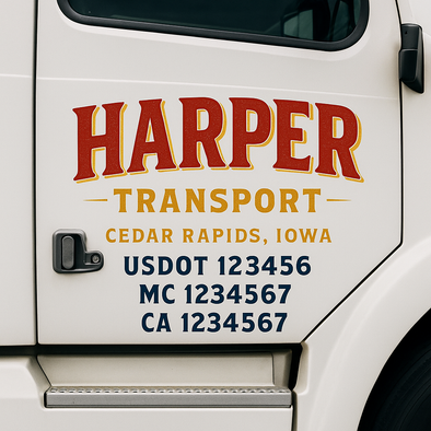 Custom Designed USDOT (DOT) Truck Door Lettering Decal Signs | Graphic Designed USDOT Lettering For Semi-Trucks, Work Trucks & Box Trucks | Add Your Trucking Name, USDOT, MC, CA, KYU, GVW & VIN (2-Pack)