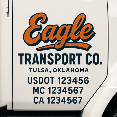 Custom Designed USDOT (DOT) Truck Door Lettering Decal Signs | Graphic Designed USDOT Lettering For Semi-Trucks, Work Trucks & Box Trucks | Add Your Trucking Name, USDOT, MC, CA, KYU, GVW & VIN (2-Pack)