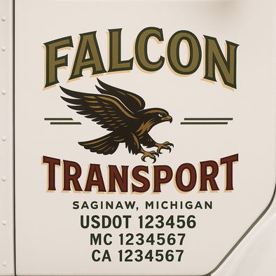 Custom Designed USDOT (DOT) Truck Door Lettering Decal Signs | Graphic Designed USDOT Lettering For Semi-Trucks, Work Trucks & Box Trucks | Add Your Trucking Name, USDOT, MC, CA, KYU, GVW & VIN (2-Pack)