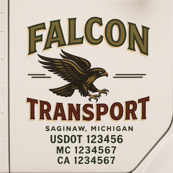 Custom Designed USDOT (DOT) Truck Door Lettering Decal Signs | Graphic Designed USDOT Lettering For Semi-Trucks, Work Trucks & Box Trucks | Add Your Trucking Name, USDOT, MC, CA, KYU, GVW & VIN (2-Pack)