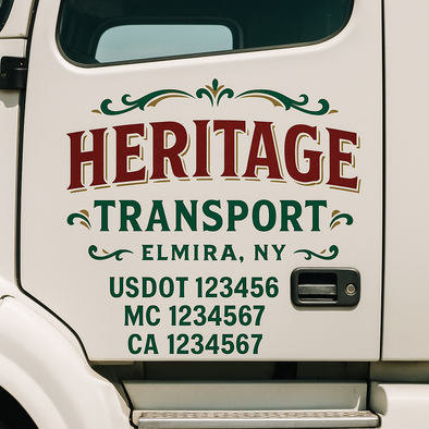 Custom Designed USDOT (DOT) Truck Door Lettering Decal Signs | Graphic Designed USDOT Lettering For Semi-Trucks, Work Trucks & Box Trucks | Add Your Trucking Name, USDOT, MC, CA, KYU, GVW & VIN (2-Pack)