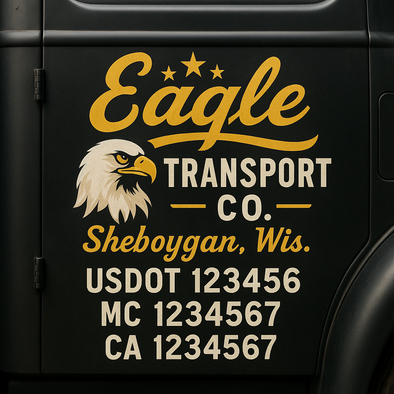 Custom Designed USDOT (DOT) Truck Door Lettering Decal Signs | Graphic Designed USDOT Lettering For Semi-Trucks, Work Trucks & Box Trucks | Add Your Trucking Name, USDOT, MC, CA, KYU, GVW & VIN (2-Pack)