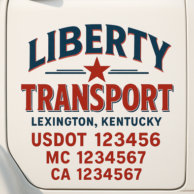 Custom Designed USDOT (DOT) Truck Door Lettering Decal Signs | Graphic Designed USDOT Lettering For Semi-Trucks, Work Trucks & Box Trucks | Add Your Trucking Name, USDOT, MC, CA, KYU, GVW & VIN (2-Pack)