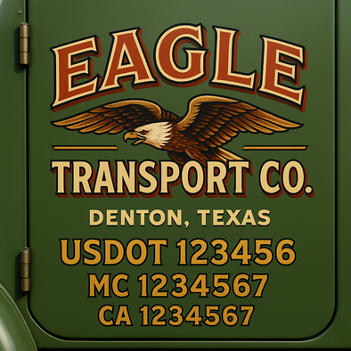 Custom Designed USDOT (DOT) Truck Door Lettering Decal Signs | Graphic Designed USDOT Lettering For Semi-Trucks, Work Trucks & Box Trucks | Add Your Trucking Name, USDOT, MC, CA, KYU, GVW & VIN (2-Pack)