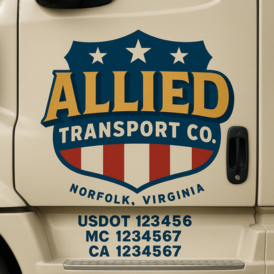 Custom Designed USDOT (DOT) Truck Door Lettering Decal Signs | Graphic Designed USDOT Lettering For Semi-Trucks, Work Trucks & Box Trucks | Add Your Trucking Name, USDOT, MC, CA, KYU, GVW & VIN (2-Pack)