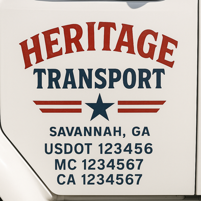 Custom Designed USDOT (DOT) Truck Door Lettering Decal Signs | Graphic Designed USDOT Lettering For Semi-Trucks, Work Trucks & Box Trucks | Add Your Trucking Name, USDOT, MC, CA, KYU, GVW & VIN (2-Pack)