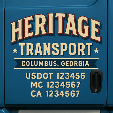Custom Designed USDOT (DOT) Truck Door Lettering Decal Signs | Graphic Designed USDOT Lettering For Semi-Trucks, Work Trucks & Box Trucks | Add Your Trucking Name, USDOT, MC, CA, KYU, GVW & VIN (2-Pack)