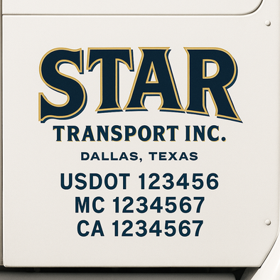 Custom Designed USDOT (DOT) Truck Door Lettering Decal Signs | Graphic Designed USDOT Lettering For Semi-Trucks, Work Trucks & Box Trucks | Add Your Trucking Name, USDOT, MC, CA, KYU, GVW & VIN (2-Pack)
