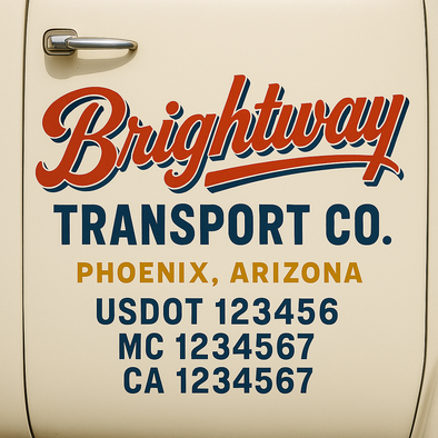 Custom Designed USDOT (DOT) Truck Door Lettering Decal Signs | Graphic Designed USDOT Lettering For Semi-Trucks, Work Trucks & Box Trucks | Add Your Trucking Name, USDOT, MC, CA, KYU, GVW & VIN (2-Pack)