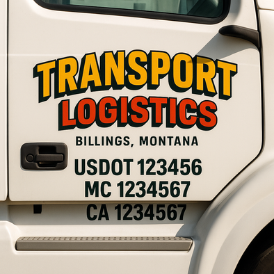 Custom Designed USDOT (DOT) Truck Door Lettering Decal Signs | Graphic Designed USDOT Lettering For Semi-Trucks, Work Trucks & Box Trucks | Add Your Trucking Name, USDOT, MC, CA, KYU, GVW & VIN (2-Pack)