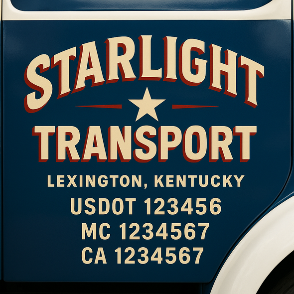 Custom Designed USDOT (DOT) Truck Door Lettering Decal Signs | Graphic Designed USDOT Lettering For Semi-Trucks, Work Trucks & Box Trucks | Add Your Trucking Name, USDOT, MC, CA, KYU, GVW & VIN (2-Pack)