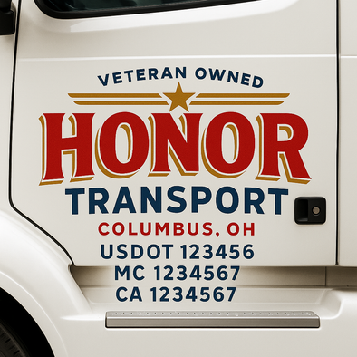 Custom Designed USDOT (DOT) Truck Door Lettering Decal Signs | Graphic Designed USDOT Lettering For Semi-Trucks, Work Trucks & Box Trucks | Add Your Trucking Name, USDOT, MC, CA, KYU, GVW & VIN (2-Pack)