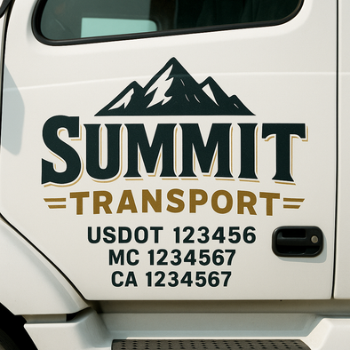 Custom Designed USDOT (DOT) Truck Door Lettering Decal Signs | Graphic Designed USDOT Lettering For Semi-Trucks, Work Trucks & Box Trucks | Add Your Trucking Name, USDOT, MC, CA, KYU, GVW & VIN (2-Pack)