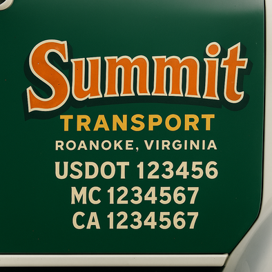 Custom Designed USDOT (DOT) Truck Door Lettering Decal Signs | Graphic Designed USDOT Lettering For Semi-Trucks, Work Trucks & Box Trucks | Add Your Trucking Name, USDOT, MC, CA, KYU, GVW & VIN (2-Pack)