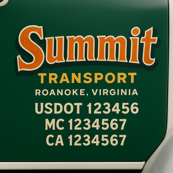 Custom Designed USDOT (DOT) Truck Door Lettering Decal Signs | Graphic Designed USDOT Lettering For Semi-Trucks, Work Trucks & Box Trucks | Add Your Trucking Name, USDOT, MC, CA, KYU, GVW & VIN (2-Pack)