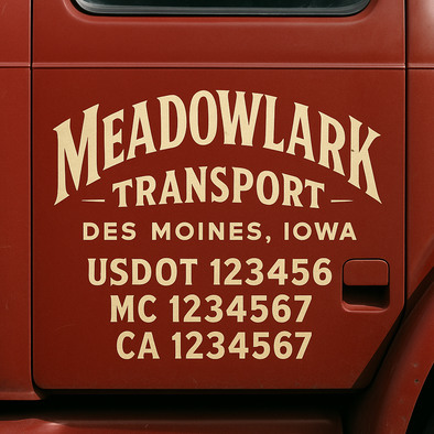 Custom Designed USDOT (DOT) Truck Door Lettering Decal Signs | Graphic Designed USDOT Lettering For Semi-Trucks, Work Trucks & Box Trucks | Add Your Trucking Name, USDOT, MC, CA, KYU, GVW & VIN (2-Pack)