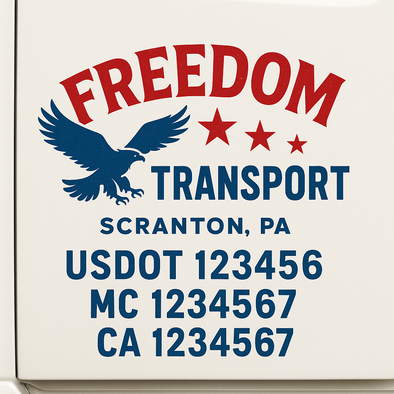 Custom Designed USDOT (DOT) Truck Door Lettering Decal Signs | Graphic Designed USDOT Lettering For Semi-Trucks, Work Trucks & Box Trucks | Add Your Trucking Name, USDOT, MC, CA, KYU, GVW & VIN (2-Pack)