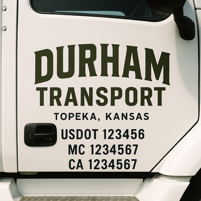 Custom Designed USDOT (DOT) Truck Door Lettering Decal Signs | Graphic Designed USDOT Lettering For Semi-Trucks, Work Trucks & Box Trucks | Add Your Trucking Name, USDOT, MC, CA, KYU, GVW & VIN (2-Pack)