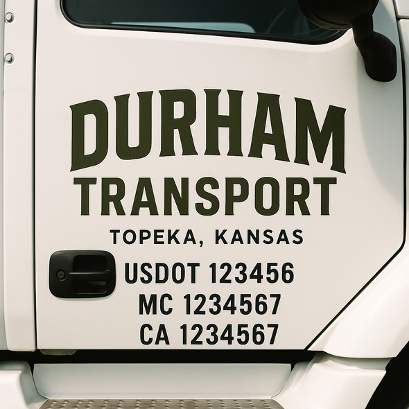 Custom Designed USDOT (DOT) Truck Door Lettering Decal Signs | Graphic Designed USDOT Lettering For Semi-Trucks, Work Trucks & Box Trucks | Add Your Trucking Name, USDOT, MC, CA, KYU, GVW & VIN (2-Pack)