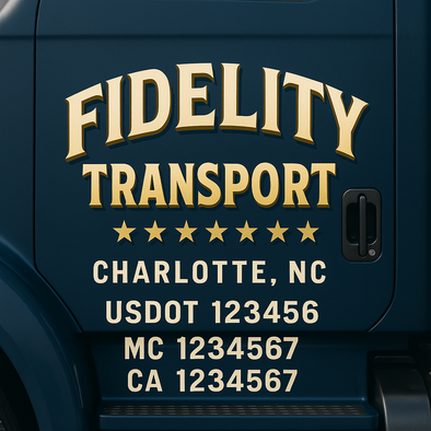 Custom Designed USDOT (DOT) Truck Door Lettering Decal Signs | Graphic Designed USDOT Lettering For Semi-Trucks, Work Trucks & Box Trucks | Add Your Trucking Name, USDOT, MC, CA, KYU, GVW & VIN (2-Pack)