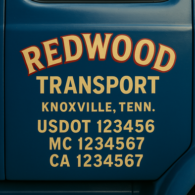 Custom Designed USDOT (DOT) Truck Door Lettering Decal Signs | Graphic Designed USDOT Lettering For Semi-Trucks, Work Trucks & Box Trucks | Add Your Trucking Name, USDOT, MC, CA, KYU, GVW & VIN (2-Pack)