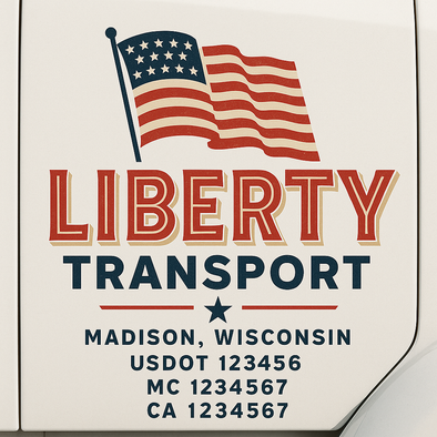 Custom Designed USDOT (DOT) Truck Door Lettering Decal Signs | Graphic Designed USDOT Lettering For Semi-Trucks, Work Trucks & Box Trucks | Add Your Trucking Name, USDOT, MC, CA, KYU, GVW & VIN (2-Pack)