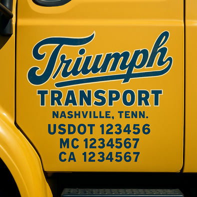 Custom Designed USDOT (DOT) Truck Door Lettering Decal Signs | Graphic Designed USDOT Lettering For Semi-Trucks, Work Trucks & Box Trucks | Add Your Trucking Name, USDOT, MC, CA, KYU, GVW & VIN (2-Pack)