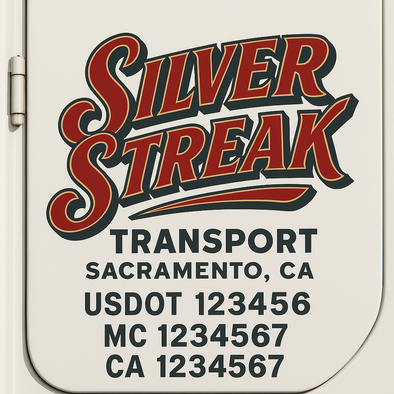 Custom Designed USDOT (DOT) Truck Door Lettering Decal Signs | Graphic Designed USDOT Lettering For Semi-Trucks, Work Trucks & Box Trucks | Add Your Trucking Name, USDOT, MC, CA, KYU, GVW & VIN (2-Pack)