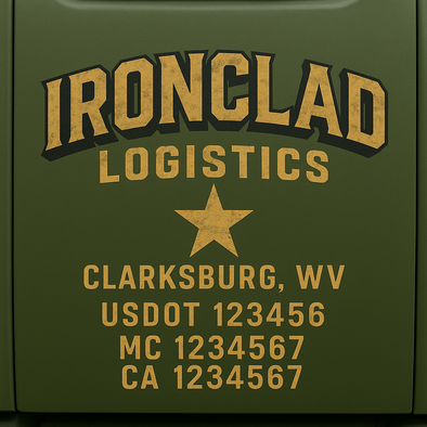 Custom Designed USDOT (DOT) Truck Door Lettering Decal Signs | Graphic Designed USDOT Lettering For Semi-Trucks, Work Trucks & Box Trucks | Add Your Trucking Name, USDOT, MC, CA, KYU, GVW & VIN (2-Pack)