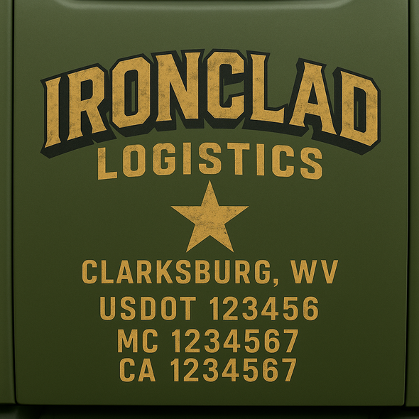 Custom Designed USDOT (DOT) Truck Door Lettering Decal Signs | Graphic Designed USDOT Lettering For Semi-Trucks, Work Trucks & Box Trucks | Add Your Trucking Name, USDOT, MC, CA, KYU, GVW & VIN (2-Pack)