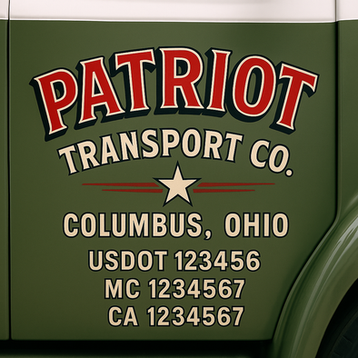Custom Designed USDOT (DOT) Truck Door Lettering Decal Signs | Graphic Designed USDOT Lettering For Semi-Trucks, Work Trucks & Box Trucks | Add Your Trucking Name, USDOT, MC, CA, KYU, GVW & VIN (2-Pack)