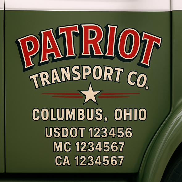 Custom Designed USDOT (DOT) Truck Door Lettering Decal Signs | Graphic Designed USDOT Lettering For Semi-Trucks, Work Trucks & Box Trucks | Add Your Trucking Name, USDOT, MC, CA, KYU, GVW & VIN (2-Pack)
