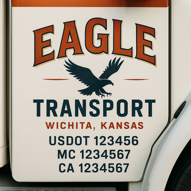 Custom Designed USDOT (DOT) Truck Door Lettering Decal Signs | Graphic Designed USDOT Lettering For Semi-Trucks, Work Trucks & Box Trucks | Add Your Trucking Name, USDOT, MC, CA, KYU, GVW & VIN (2-Pack)