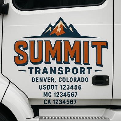 Custom Designed USDOT (DOT) Truck Door Lettering Decal Signs | Graphic Designed USDOT Lettering For Semi-Trucks, Work Trucks & Box Trucks | Add Your Trucking Name, USDOT, MC, CA, KYU, GVW & VIN (2-Pack)