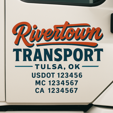 Custom Designed USDOT (DOT) Truck Door Lettering Decal Signs | Graphic Designed USDOT Lettering For Semi-Trucks, Work Trucks & Box Trucks | Add Your Trucking Name, USDOT, MC, CA, KYU, GVW & VIN (2-Pack)