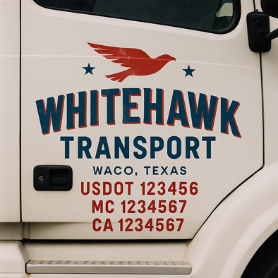 Custom Designed USDOT (DOT) Truck Door Lettering Decal Signs | Graphic Designed USDOT Lettering For Semi-Trucks, Work Trucks & Box Trucks | Add Your Trucking Name, USDOT, MC, CA, KYU, GVW & VIN (2-Pack)